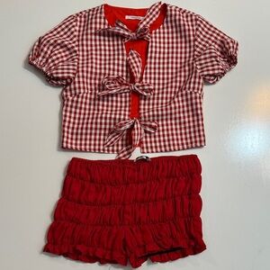 Peppermayo Red Ruffled Women Shorts